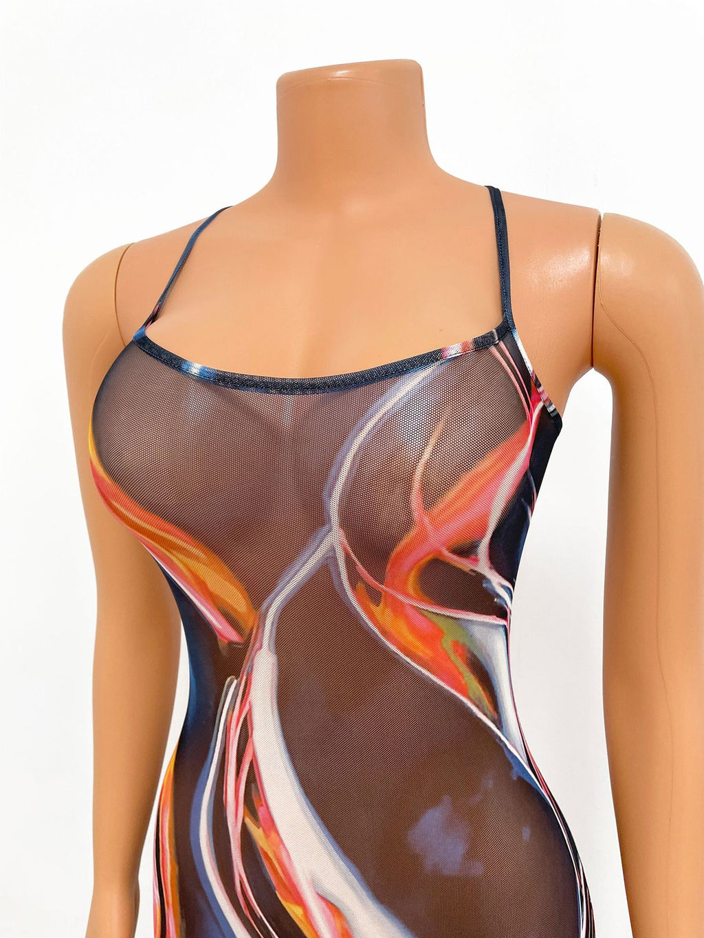 Chic See‑Through Mesh Suspender Jumpsuit