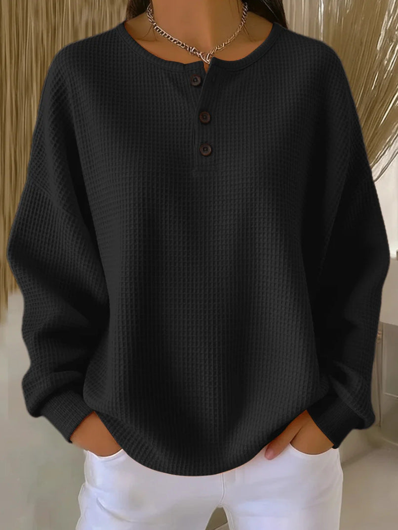 Cozy Waffle Henley Top