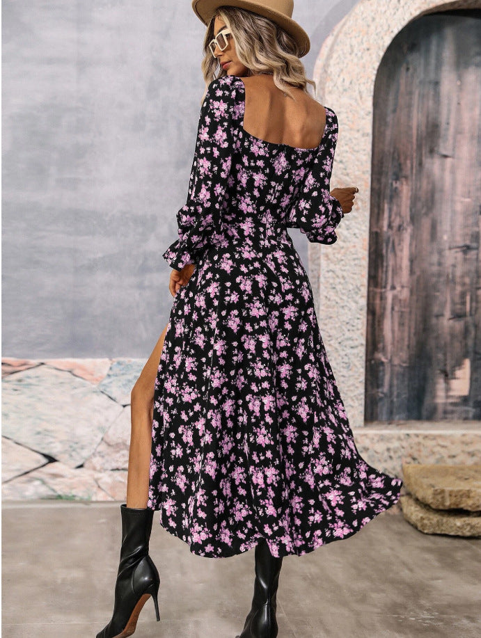 Soft Petal Square-Neck Dress