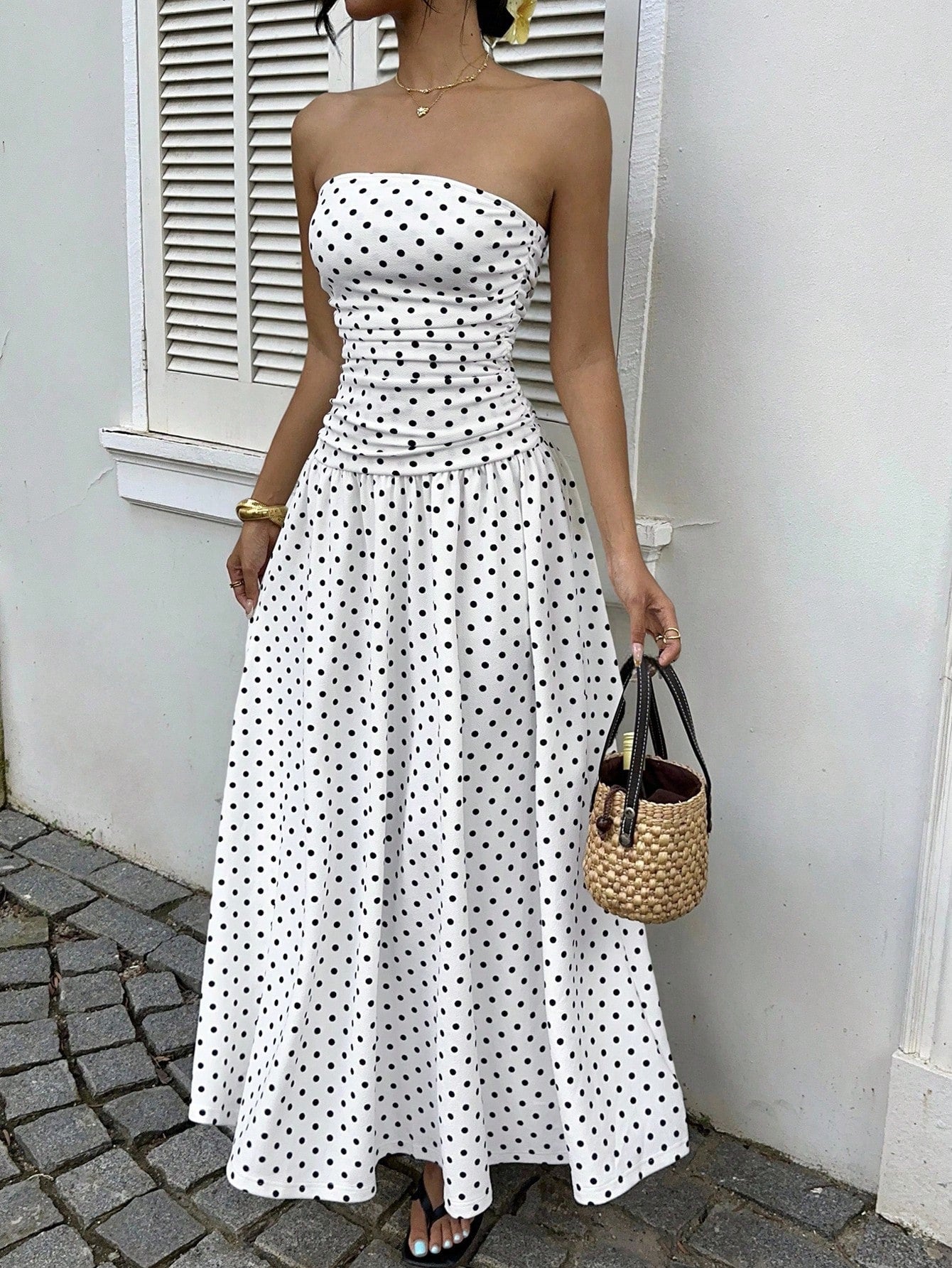 Off-Shoulder High-Waist Party Dress