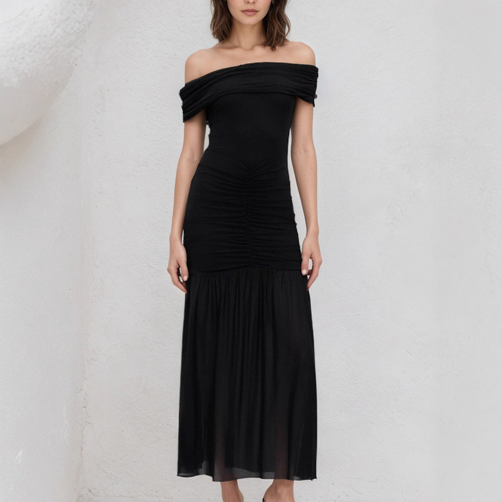 Summer New Patchwork Mesh Long Dress
