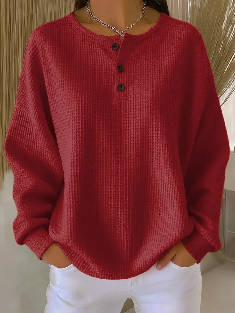 Cozy Waffle Henley Top