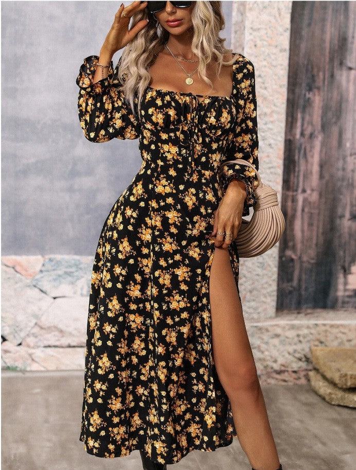 Soft Petal Square-Neck Dress