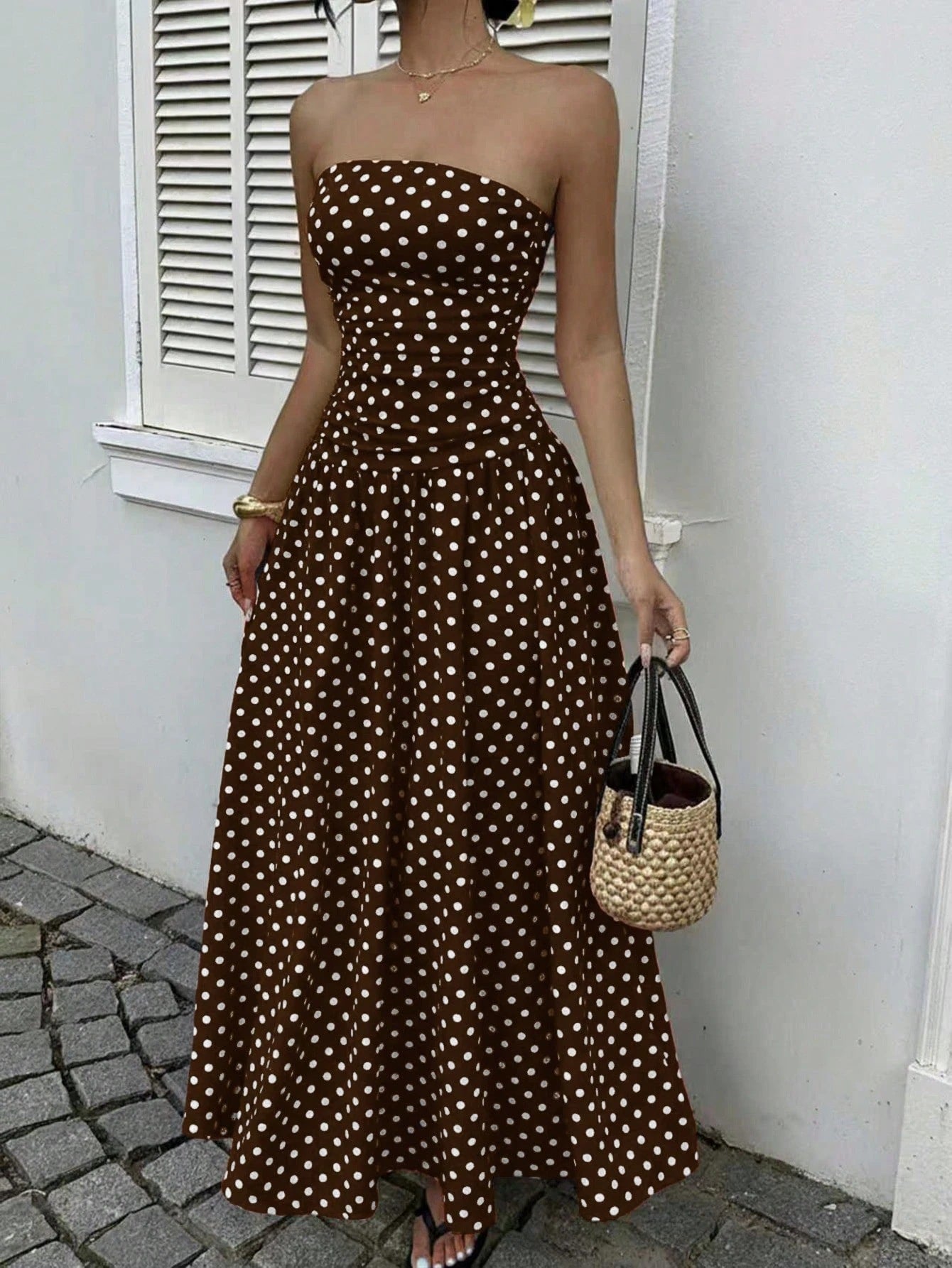 Off-Shoulder High-Waist Party Dress