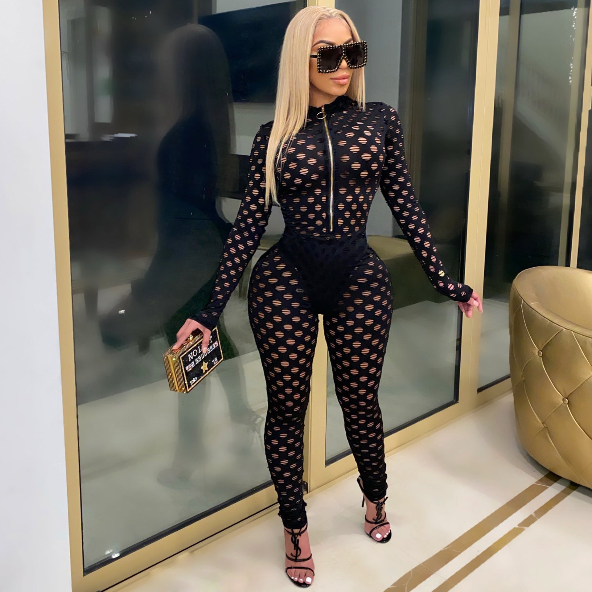 Hollow Out Slim Fit Jumpsuit