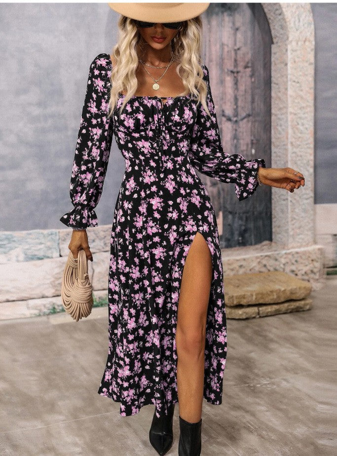 Soft Petal Square-Neck Dress