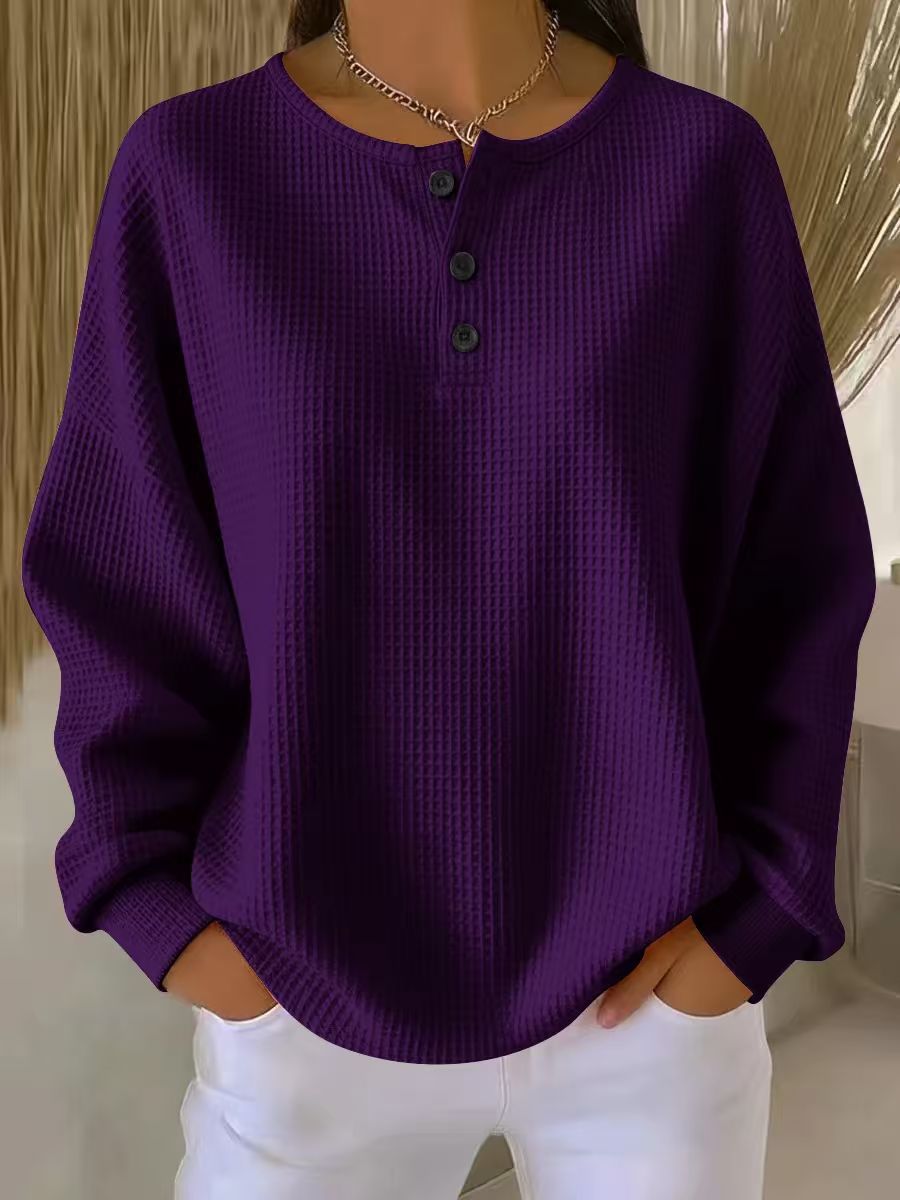 Cozy Waffle Henley Top