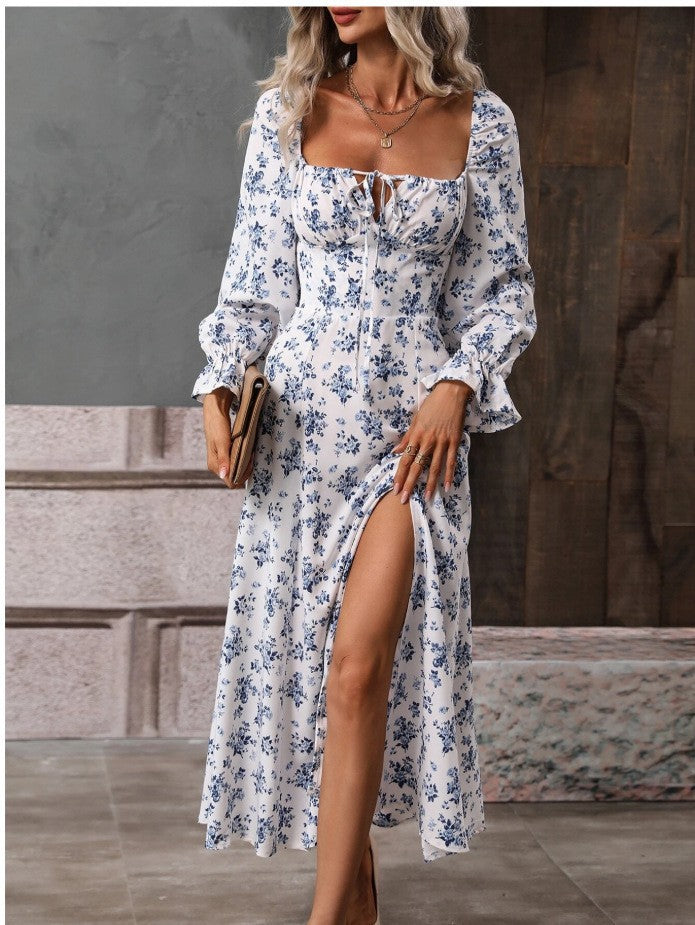Soft Petal Square-Neck Dress