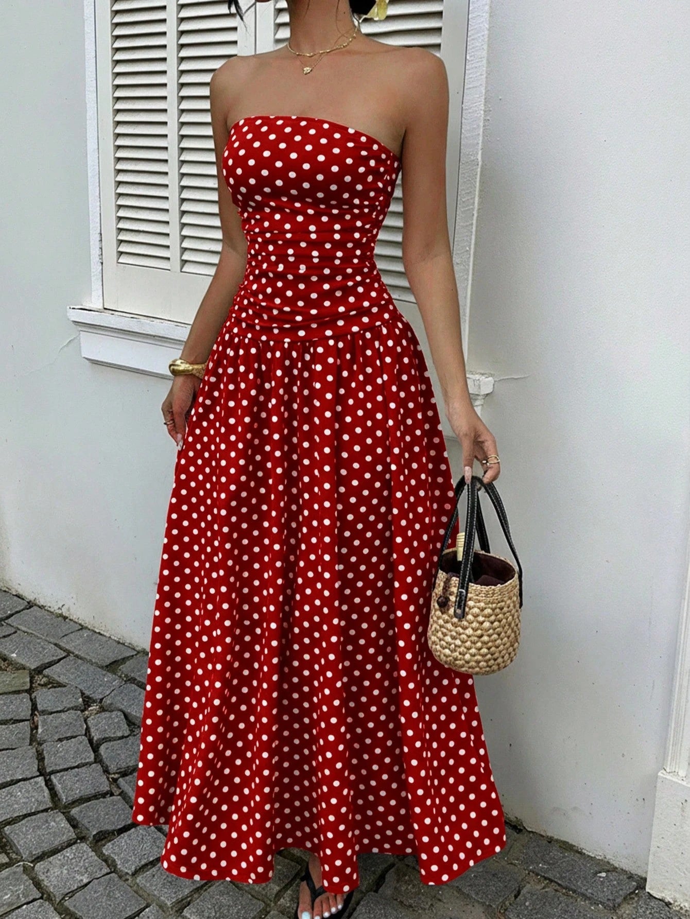 Off-Shoulder High-Waist Party Dress