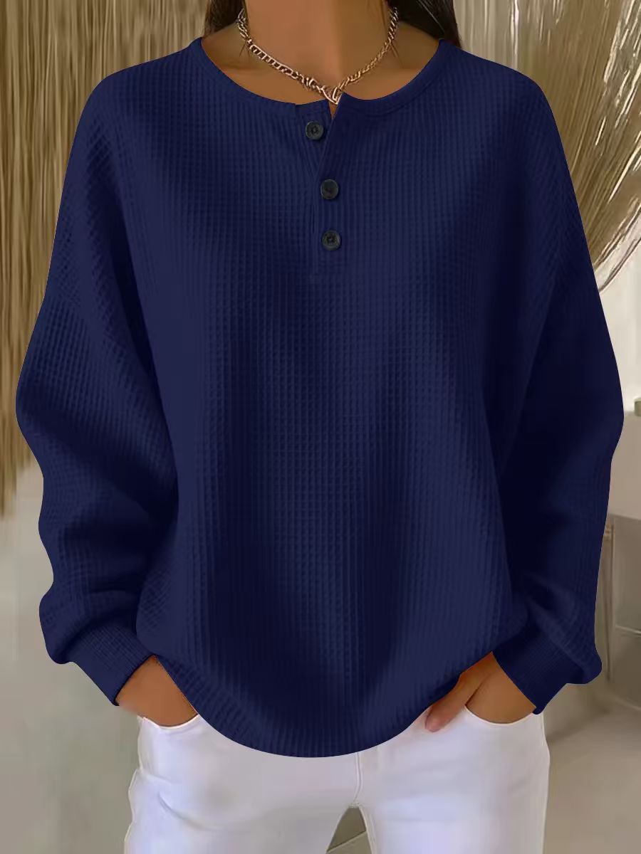 Cozy Waffle Henley Top